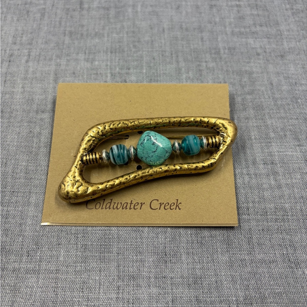Cold water creek hammered n bead bar pin